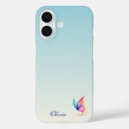 Gepersonaliseerde blauwe minimalist iPhone 16 hoesje