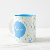 Gepersonaliseerde blauwe Mok met sterren (Voorkant links)