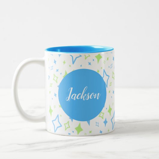 Gepersonaliseerde blauwe Mok met sterren (Links)