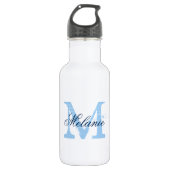 Gepersonaliseerde blauwe monogram bruiloft waterfl waterfles  (Voorkant)
