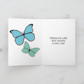 Gepersonaliseerde Blauwe Morpho Vlinder Gelukkige  Kaart (Binnen)