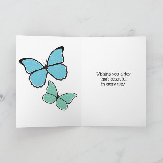 Gepersonaliseerde Blauwe Morpho Vlinder Gelukkige  Kaart (Binnen)