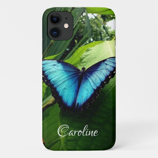 Gepersonaliseerde blauwe morpho vlinder natuur fot Case-Mate iPhone case (Achterkant)