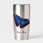 Gepersonaliseerde Blauwe Morpho Vlinder Waterfles Geïsoleerde Drinkbeker (Voorkant)