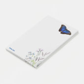 Gepersonaliseerde Blauwe Morpho Vlinder Wildbloeme Post-it® Notes (Schuin)