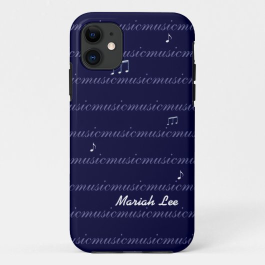 gepersonaliseerde blauwe muzieknoten Case-Mate iPhone case (Achterkant)