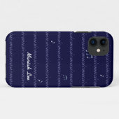 gepersonaliseerde blauwe muzieknoten Case-Mate iPhone case (Achterkant (horizontaal))