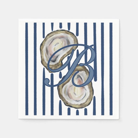 Gepersonaliseerde blauwe oesterschelpen servet (Voorkant)