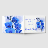 Gepersonaliseerde blauwe orchideeën bruiloft gastenboek (Volledig)