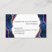 Gepersonaliseerde Blauwe Paarse Aqua Gouden Agaat Visitekaartje (Achterkant)