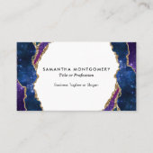 Gepersonaliseerde Blauwe Paarse Aqua Gouden Agaat Visitekaartje (Voorkant)