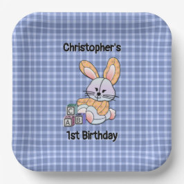 Gepersonaliseerde Blauwe Plakken Kwekerij Art - Bu Papieren Bordje