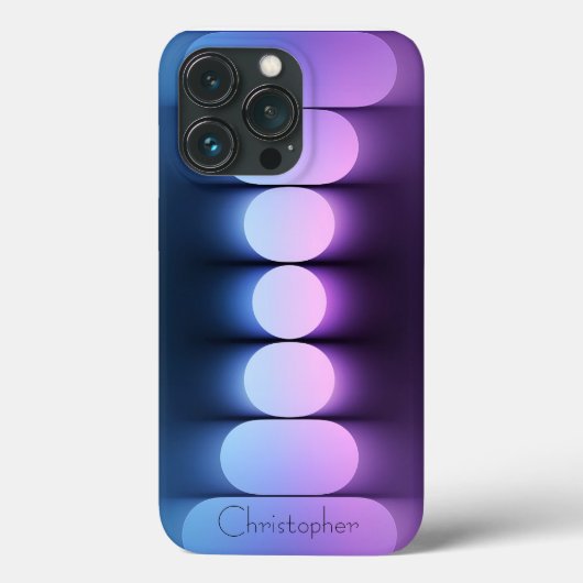 Gepersonaliseerde blauwe Radiale Textuur iphone 15 Case-Mate iPhone Case (Achterkant)