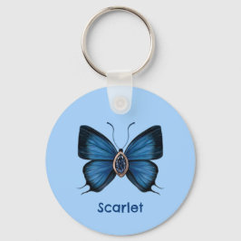 Gepersonaliseerde blauwe saffier vlinder edelsteen sleutelhanger