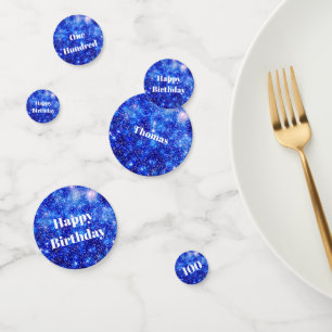 Gepersonaliseerde Blauwe Sparkle 100ste verjaardag Confetti