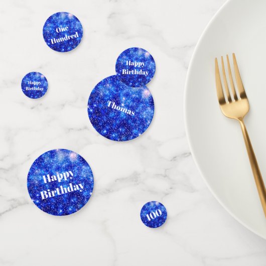 Gepersonaliseerde Blauwe Sparkle 100ste verjaardag Confetti (Groep)