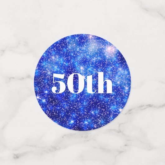 Gepersonaliseerde Blauwe Sparkle 50ste verjaardag Confetti (Kleine voorkant)