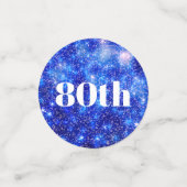Gepersonaliseerde Blauwe Sparkle 80ste verjaardag Confetti (Kleine voorkant)