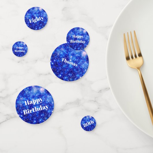 Gepersonaliseerde Blauwe Sparkle 80ste verjaardag Confetti (Groep)