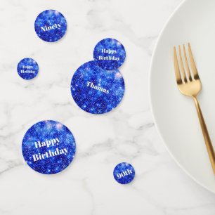 Gepersonaliseerde Blauwe Sparkle 90ste verjaardag Confetti