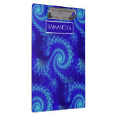 Gepersonaliseerde blauwe spiraalfractal klembord (Rechts)