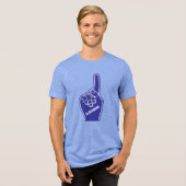 Gepersonaliseerde blauwe sportschuimvinger Tri-Blend shirt (Voorkant volledig)