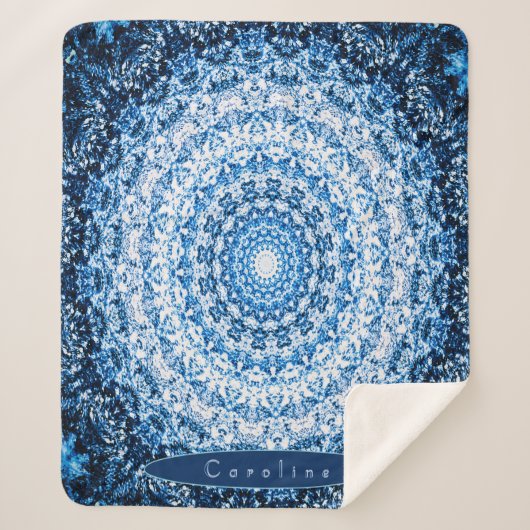 Gepersonaliseerde Blauwe Steen Mandala Sherpa Deken (Voorkant)