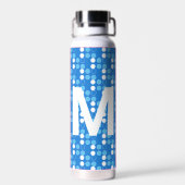Gepersonaliseerde Blauwe Stippen Monogram Kinder W Waterfles (Achterkant)