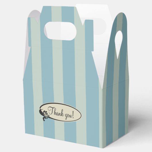 Gepersonaliseerde blauwe strepen bedankdoosjes (Geopend)