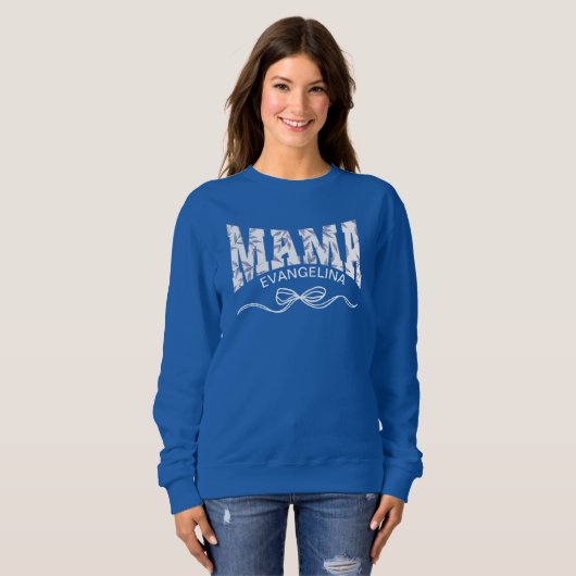 Gepersonaliseerde Blauwe Toile Coquette MAMA Trui (Voorkant volledig)