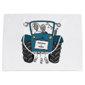 Gepersonaliseerde Blauwe Tractor Land Bruiloft Gif Groot Cadeauzakje (Voorkant)