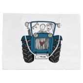 Gepersonaliseerde Blauwe Tractor Land Bruiloft Gif Groot Cadeauzakje (Achterkant)