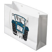 Gepersonaliseerde Blauwe Tractor Land Bruiloft Gif Groot Cadeauzakje (Voorkant Gekanteld)