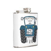Gepersonaliseerde Blauwe Tractor Land Huwelijkscad Heupfles (Rechts)