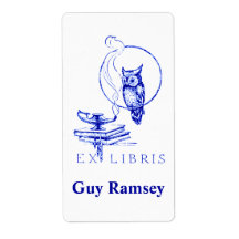 Gepersonaliseerde  Blauwe Uil Bookplate