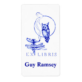 Gepersonaliseerde  Blauwe Uil Bookplate Etiket