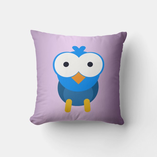 Gepersonaliseerde blauwe uil kussen (Voorkant)
