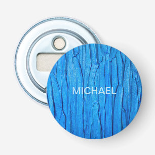 Gepersonaliseerde blauwe verf button flesopener