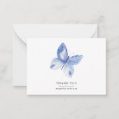 Gepersonaliseerde blauwe vlinder dank u notitiekaartje (Voorkant)