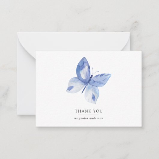 Gepersonaliseerde blauwe vlinder dank u notitiekaartje (Voorkant)