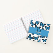 Gepersonaliseerde Blauwe Vlinder Monogram Schetsbo Notitieboek (Binnen)