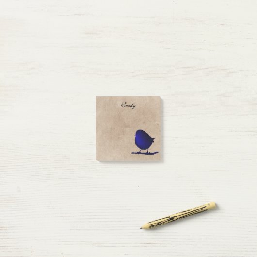 Gepersonaliseerde blauwe vogel post-it® notes (Op bureau)