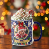 Gepersonaliseerde blauwe vrolijke kerst HO! HO! Mo Mok