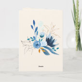 Gepersonaliseerde Blauwe Waterverf Bloemen Fotobru Bedankkaart (Achterkant)