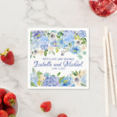 Gepersonaliseerde Blauwe Waterverf Bloemen Servet (Insitu)