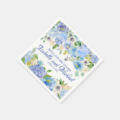 Gepersonaliseerde Blauwe Waterverf Bloemen Servet (Hoek)