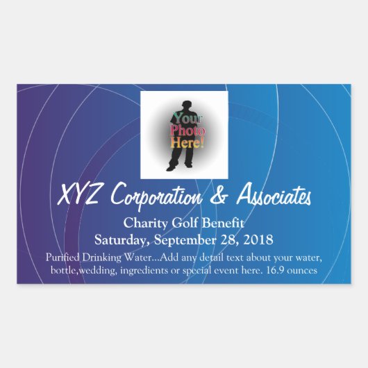 Gepersonaliseerde blauwe wervelingen Waterfles Lab Rechthoekige Sticker (Voorkant)