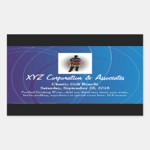 Gepersonaliseerde blauwe wervelingen Waterfles Lab Rechthoekige Sticker