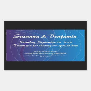 Gepersonaliseerde blauwe wervelingen Waterfles Lab Rechthoekige Sticker