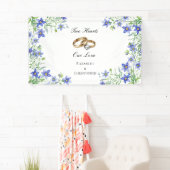 Gepersonaliseerde Blauwe Wildbloemen Verloving Ban Spandoek (Insitu)